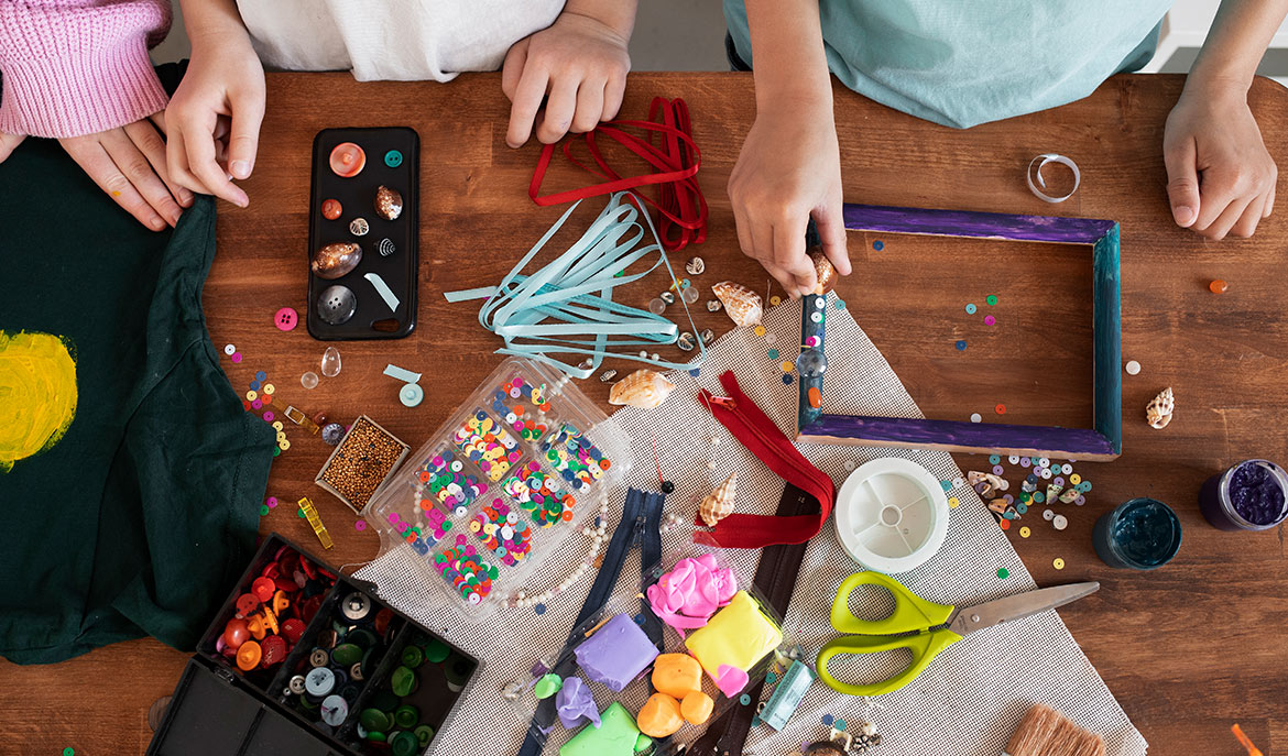 Family doing crafts at home | Stay at Home Friendly Crafts that Kids of All Learning Levels Can Enjoy, a blog from Positive Behavior Services